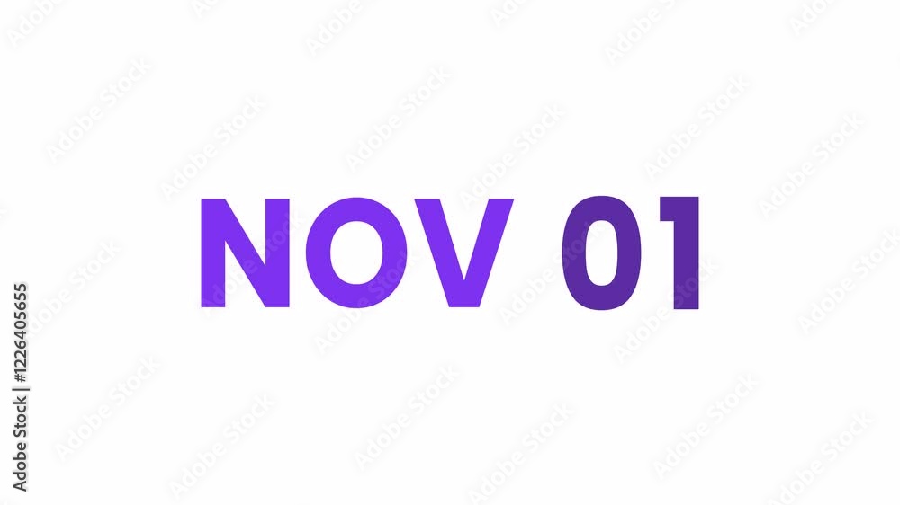 1st November calendar icon animation. Alpha matte with transparent background 4K resolution. 1st November calendar icon animation. Alpha matte with transparent background 4K resolution.