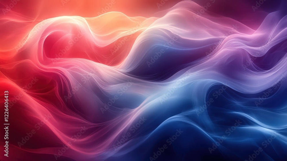 Red White and Blue Abstract Gradient Background with Flowing Lines and Soft Light Red White and Blue Abstract Gradient Background with Flowing Lines and Soft Light