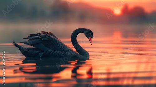 black swan on the lake