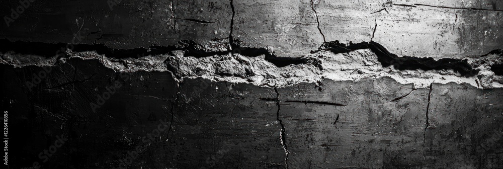 Fototapeta premium Black and white image of a cracked surface