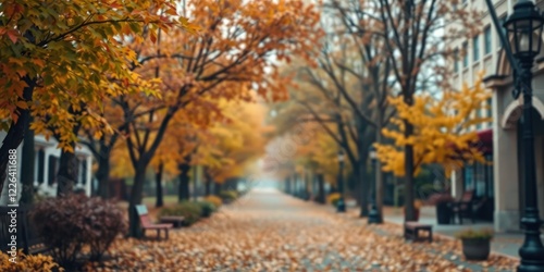 Wallpaper Mural autumn street scene with colorful leaves, cityscape, seasonal change Torontodigital.ca