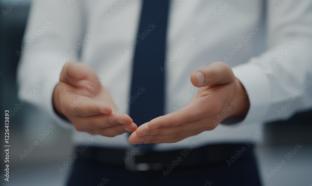 Professional business environment with close up of man's hands, Generative AI Professional business environment with close up of man's hands, Generative AI