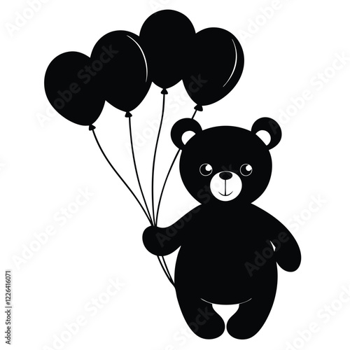 The adorable teddy bear with tons of balloons appear too adorable.