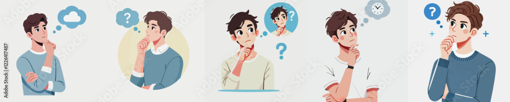 vector of a young man looking for ideas vector of a young man looking for ideas