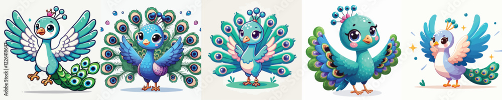 Fototapeta premium Very cute and adorable peacock vector
