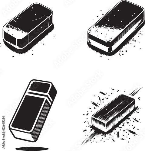 Eraser black and white silhouette assets in vector farm  