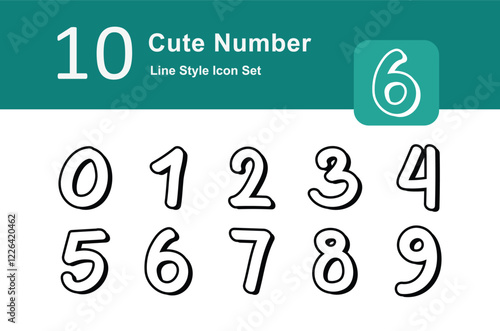 Illustration of Cute Number Outline design Pack. Set of Cute Number Illustration	

