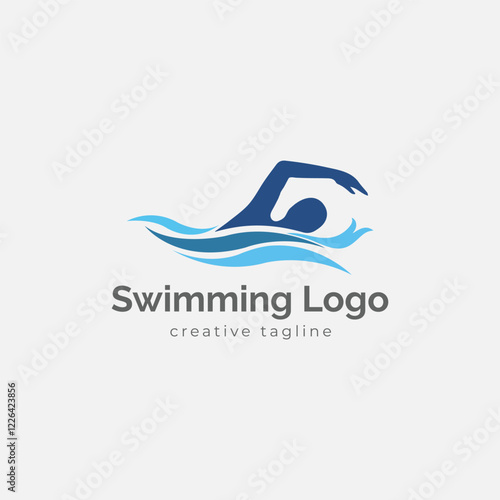 Swimming logo, summer, fitness, health, swimmer, race logo template
