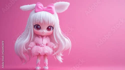 Cute bunny girl doll in pink