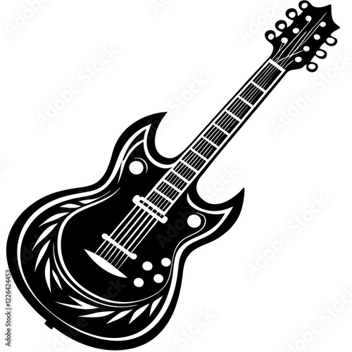 Vector Guitar Silhouette on White