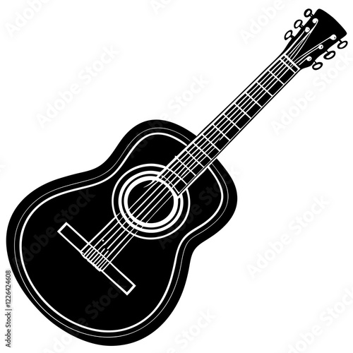 Vector Guitar Silhouette on White