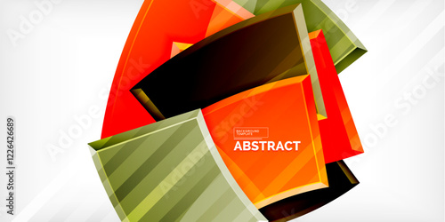Round 3d shapes, plates background. Creative composition design template