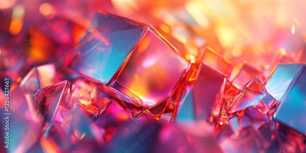Abstract iridescent prisms, dynamic design, 3d render, Generative AI Abstract iridescent prisms, dynamic design, 3d render, Generative AI
