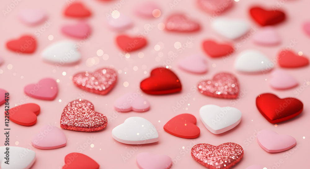 Fototapeta premium backdrop for Valentine's Day featuring heart motifs. 