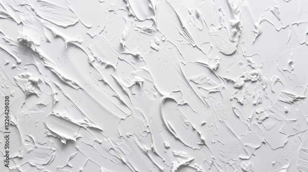 White textured paint surface with abstract patterns and strokes, ideal for backgrounds or artistic projects White textured paint surface with abstract patterns and strokes, ideal for backgrounds or artistic projects