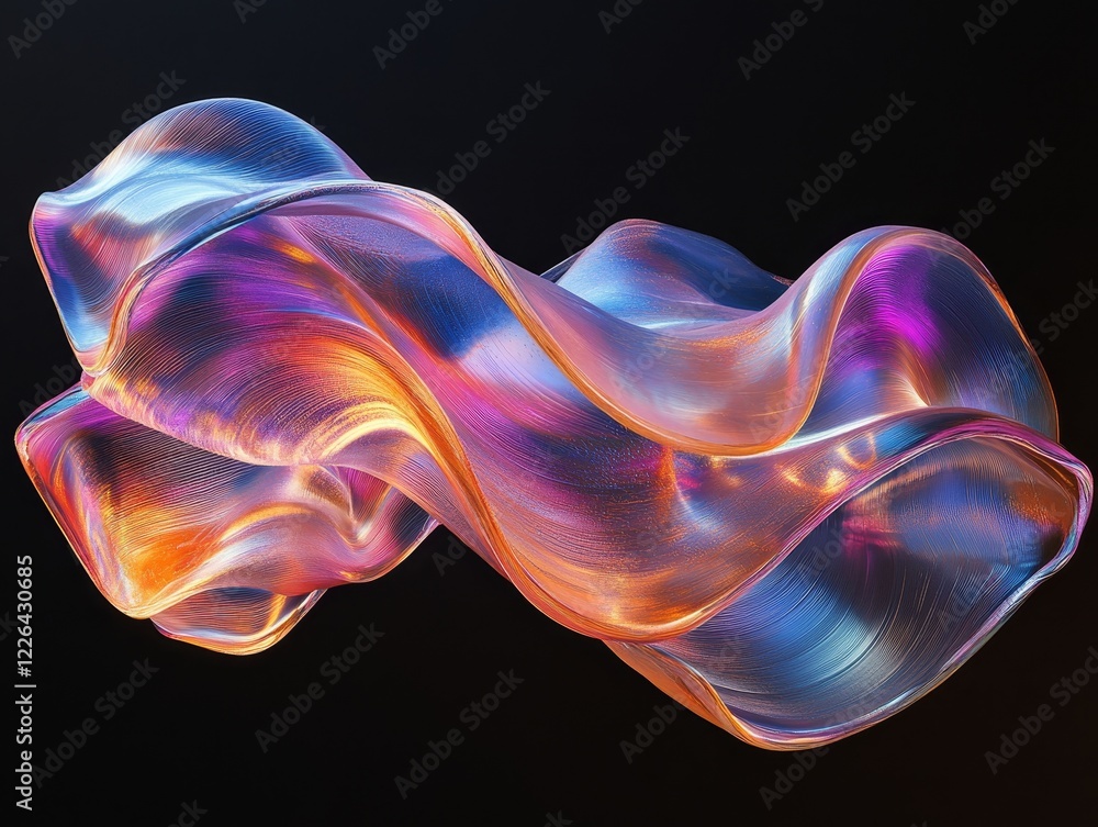 Abstract iridescent waves, fluid design, 3d render, Generative AI Abstract iridescent waves, fluid design, 3d render, Generative AI