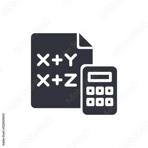 Math formula solid icons, minimalist vector illustration ,simple transparent graphic element .Isolated on white background