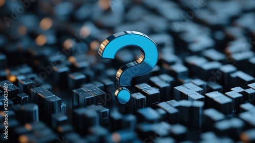 Vibrant Blue 3D Question Mark Icon, Symbol of FAQ, Business Solutions, and Customer Support Assistance on White Background