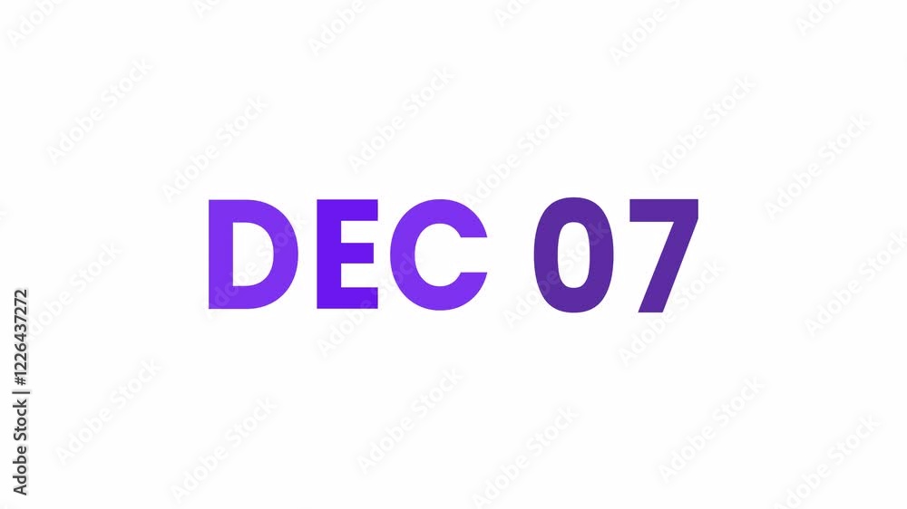 7th December calendar icon animation. Alpha matte with transparent background 4K resolution. 7th December calendar icon animation. Alpha matte with transparent background 4K resolution.