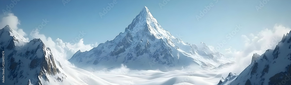custom made wallpaper toronto digitalSnowy peak, cloudscape, mountain range, aerial view, backdrop