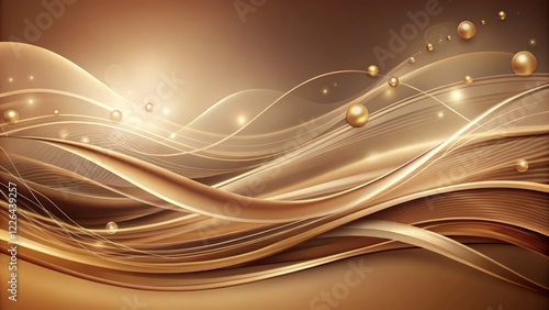 Elegant abstract waves in warm golden tones create serene atmosphere