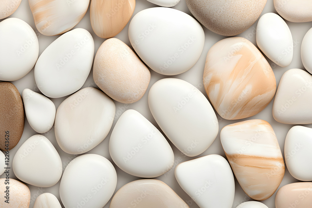 Smooth decorative pebbles in various shapes. Smooth decorative pebbles in various shapes.