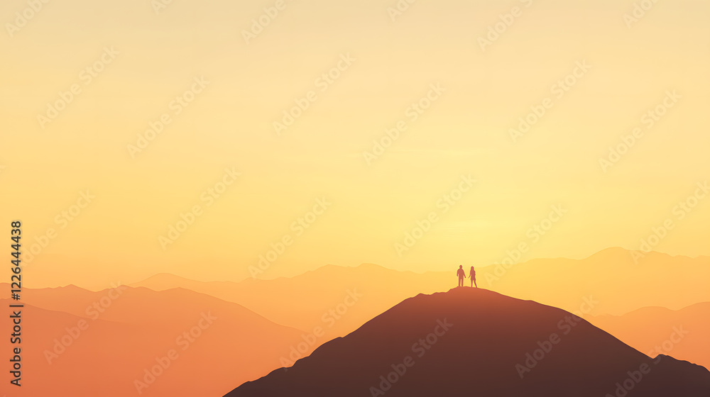 A silhouette of a mentor and a mentee standing atop a mountain peak at sunrise. The mentor extends a hand to guide the other, symbolizing leadership, coaching, and growth. The vast horizon stretches A silhouette of a mentor and a mentee standing atop a mountain peak at sunrise. The mentor extends a hand to guide the other, symbolizing leadership, coaching, and growth. The vast horizon stretches