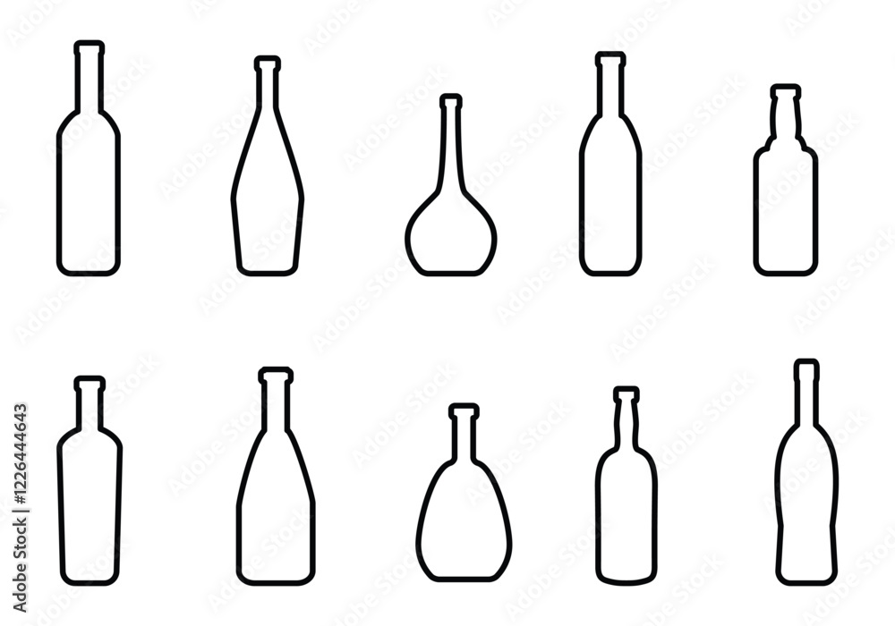 Bottle icon set. bottle vector logo design Bottle icon set. bottle vector logo design