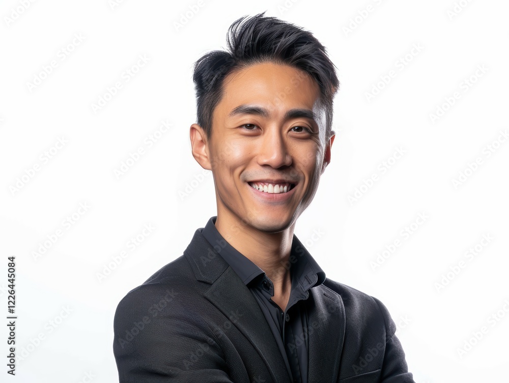 Confident professional smiling asia portrait isolated background close-up proud man Confident professional smiling asia portrait isolated background close-up proud man