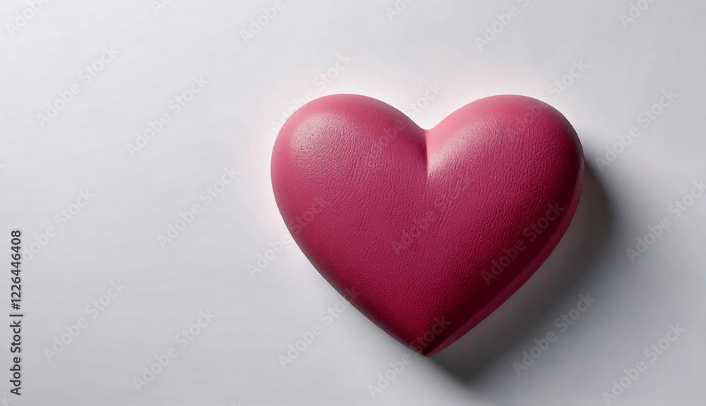 Minimal Design of a Pink Wooden Heart Object Casting a Shadow on a White Background Minimal Design of a Pink Wooden Heart Object Casting a Shadow on a White Background