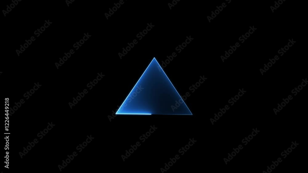 Glowing neon green and blue color triangle animation with fill on black background. Glowing neon green and blue color triangle animation with fill on black background.