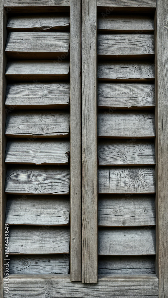 Close-up of weathered wooden slats on a window, home, texture Close-up of weathered wooden slats on a window, home, texture