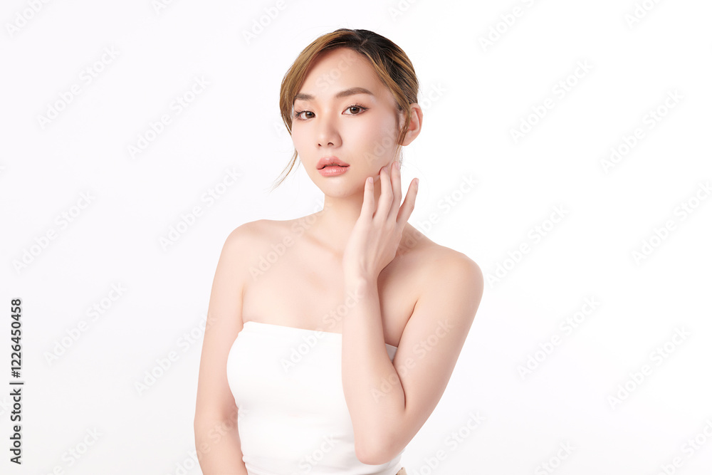 Beautiful young asian woman with clean fresh skin on white background, Face care, Facial treatment, Cosmetology, beauty and spa, Asian women portrait. Beautiful young asian woman with clean fresh skin on white background, Face care, Facial treatment, Cosmetology, beauty and spa, Asian women portrait.