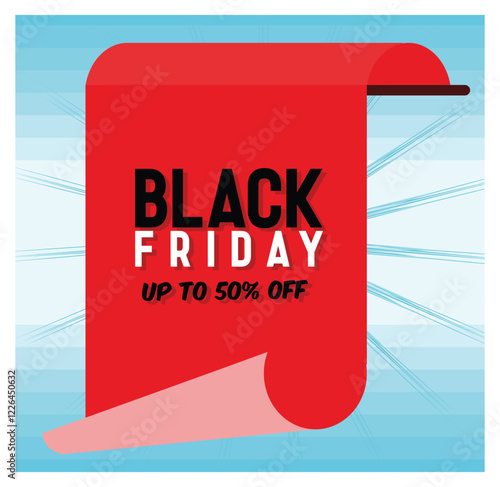 Bright Red Promotional Banner for Black Friday Sale with Discount Text.