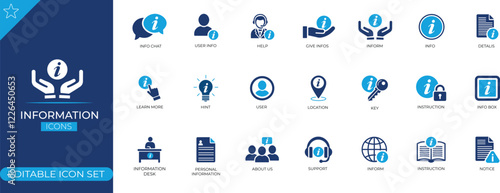 Information icon set. Solid icon collection. Vector illustration Design.