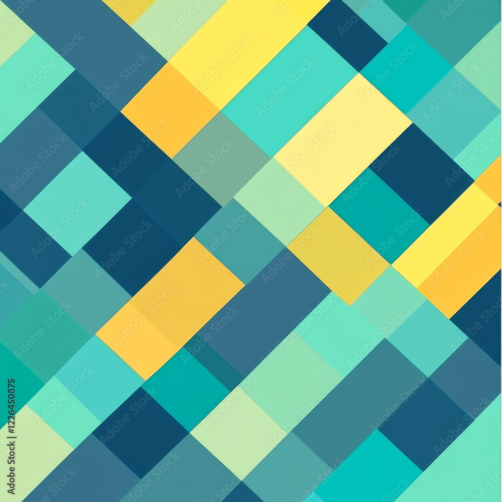 Turquoise and yellow abstract flat design pattern with geometric shapes, creating vibrant and modern visual appeal. Perfect for backgrounds or artistic projects Turquoise and yellow abstract flat design pattern with geometric shapes, creating vibrant and modern visual appeal. Perfect for backgrounds or artistic projects