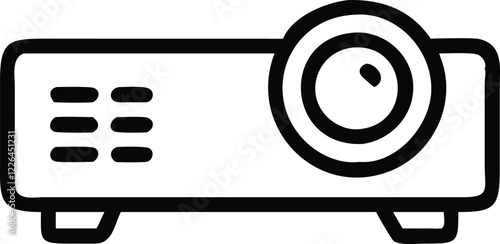 Minimalist Projector Icon in Black and White