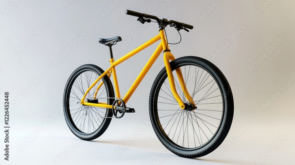 Fototapeta premium Yellow bicycle on white background; studio shot