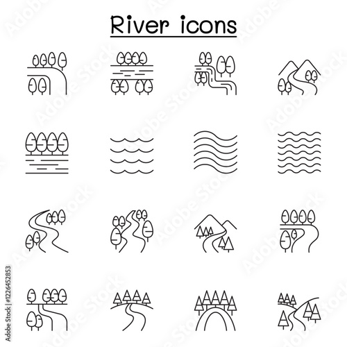 River icon set in thin line style