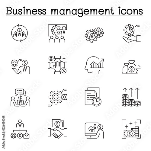 Business investment icon set in thin line stlye