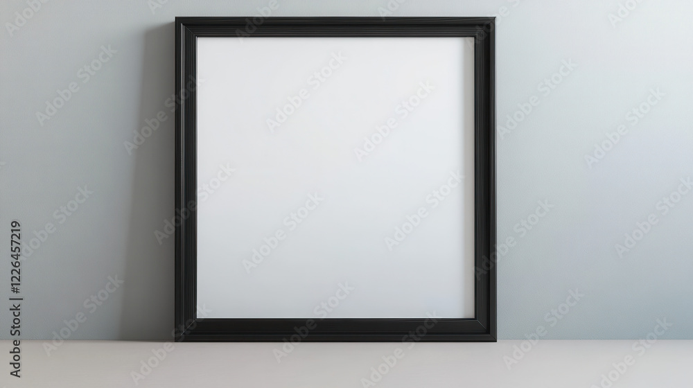 Sleek Black Wooden Picture Frame on Smooth Light Background Sleek Black Wooden Picture Frame on Smooth Light Background