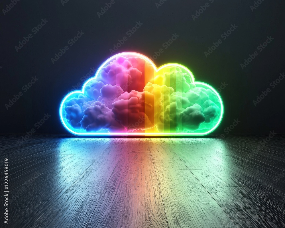 Obraz premium A symbolic glowing LGBTQ Cloud indicating in Pride concept