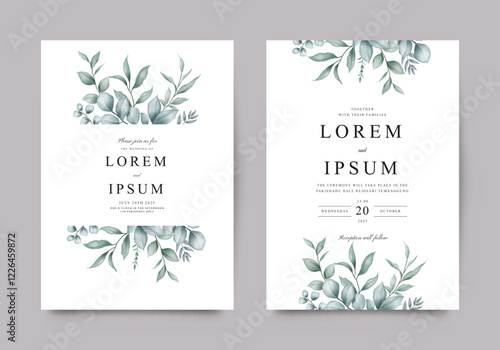 Greenery elegant wedding invitation template