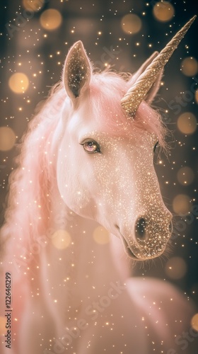 Magical Unicorn  Pink Mane  Glitter  Fantasy  Dreamy  Pastel  Bokeh  Sparkling  Horse  Myt photo