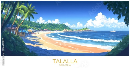 Talalla Sri lanka Travel Poster Flat Illustration Print Decor Gift Canvas Wall Art photo