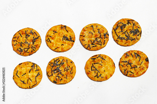 Japanese rice crackers with nori seaweed photo