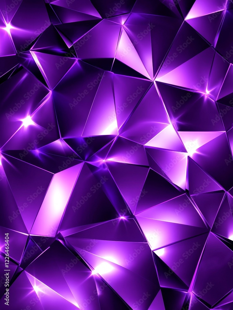Fototapeta premium Shiny Purple Geometric Background - A vibrant purple geometric background with shining facets, creating a dynamic and modern aesthetic ideal for various design projects.