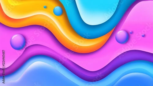 Vibrant Abstract Fluid Background Design - An eye-catching abstract design featuring colorful fluid shapes and bubbles on a smooth gradient background. photo