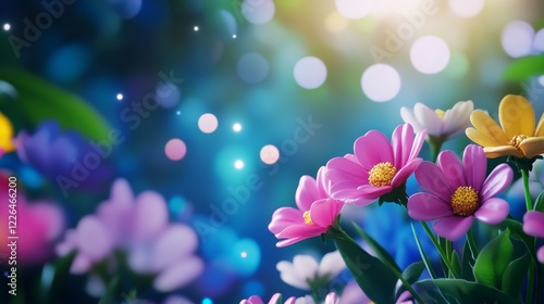 A breathtaking display of colorful flowers blooming in vibrant garden - A stunning garden scene filled with colorful flowers, radiating beauty and joy