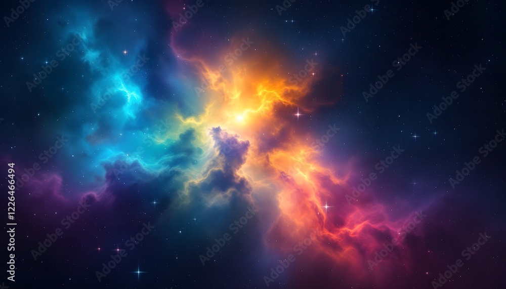 Fototapeta premium Vibrant Nebula Space Art Colorful Cosmic Cloudscape